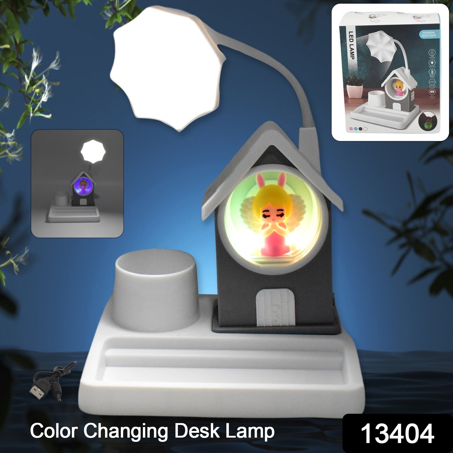 Cute Lovely Cartoon Home Design With Plastic Base Led Desk Light Multi Color Changes (1 Pc) - Springkart 