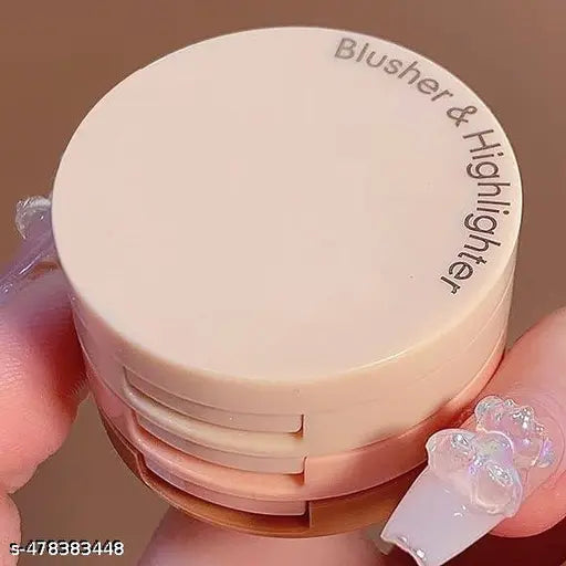 Adya Studio 3 in 1 face blusher + highlihger with mini compact palette | travel friendly mini face blush and highlihter palette (SHADE -1)