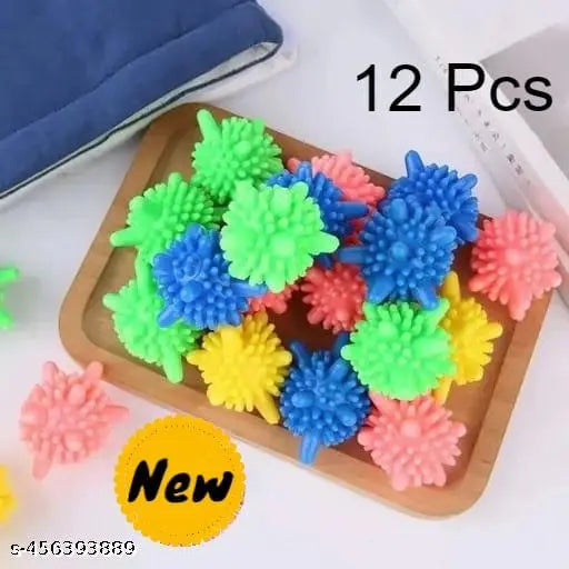 12Pcs Reusable Dryer Balls Laundry Balls for Washing Machine Solid Colorful