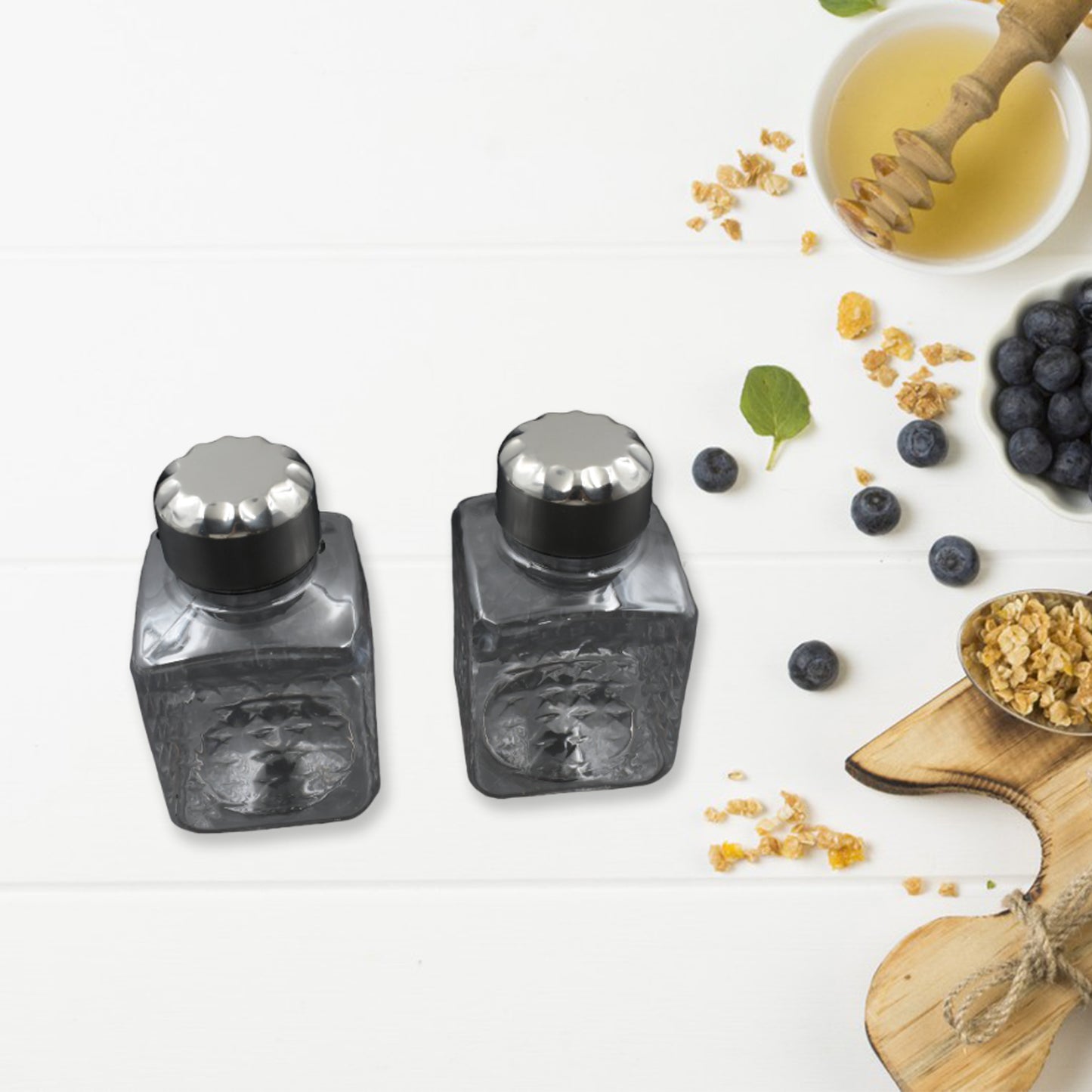 5502 All New Square 8 Bottle Design 360 Degree Revolving Spice Rack Container Condiment Pieces Set Square Small Container - Springkart 