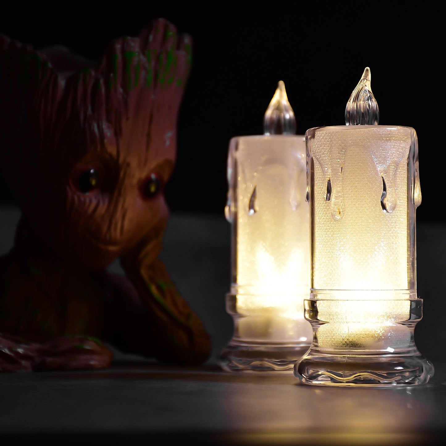 6559 Big Size Flameless Melted Design Candles For Decoration (Set Of 12pc) - Springkart 