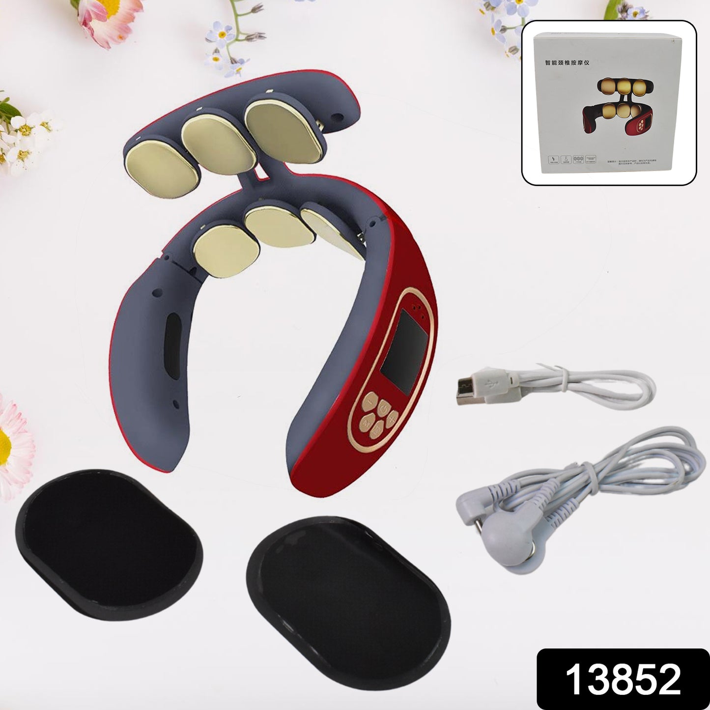 6 Heads Smart Electric Neck And Back Pulse Massager Wireless (1 Pc) - Springkart 