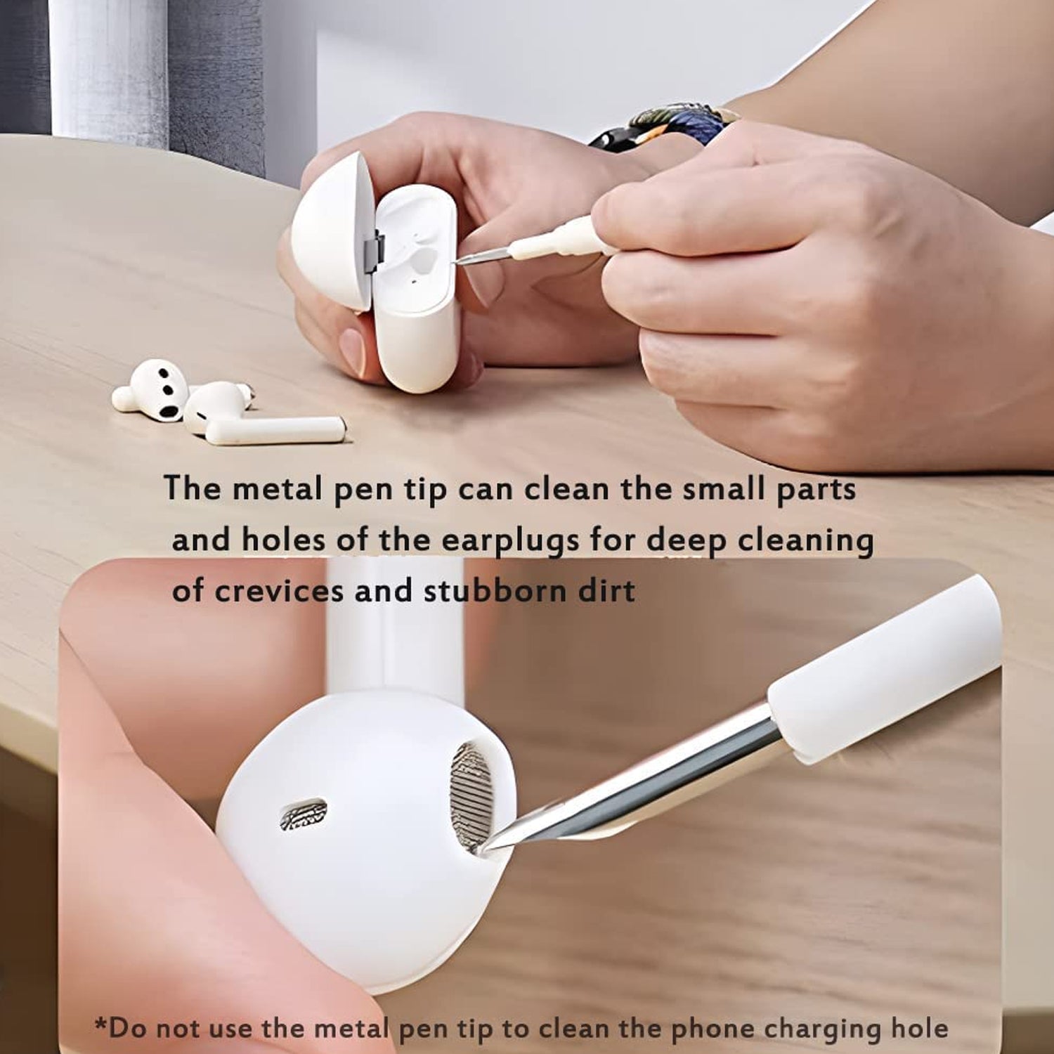 6188 3 In 1 Earbuds Cleaning Pen For Cleaning Of Ear Buds And Ear Phones Easily Without Having Any Damage. - Springkart 
