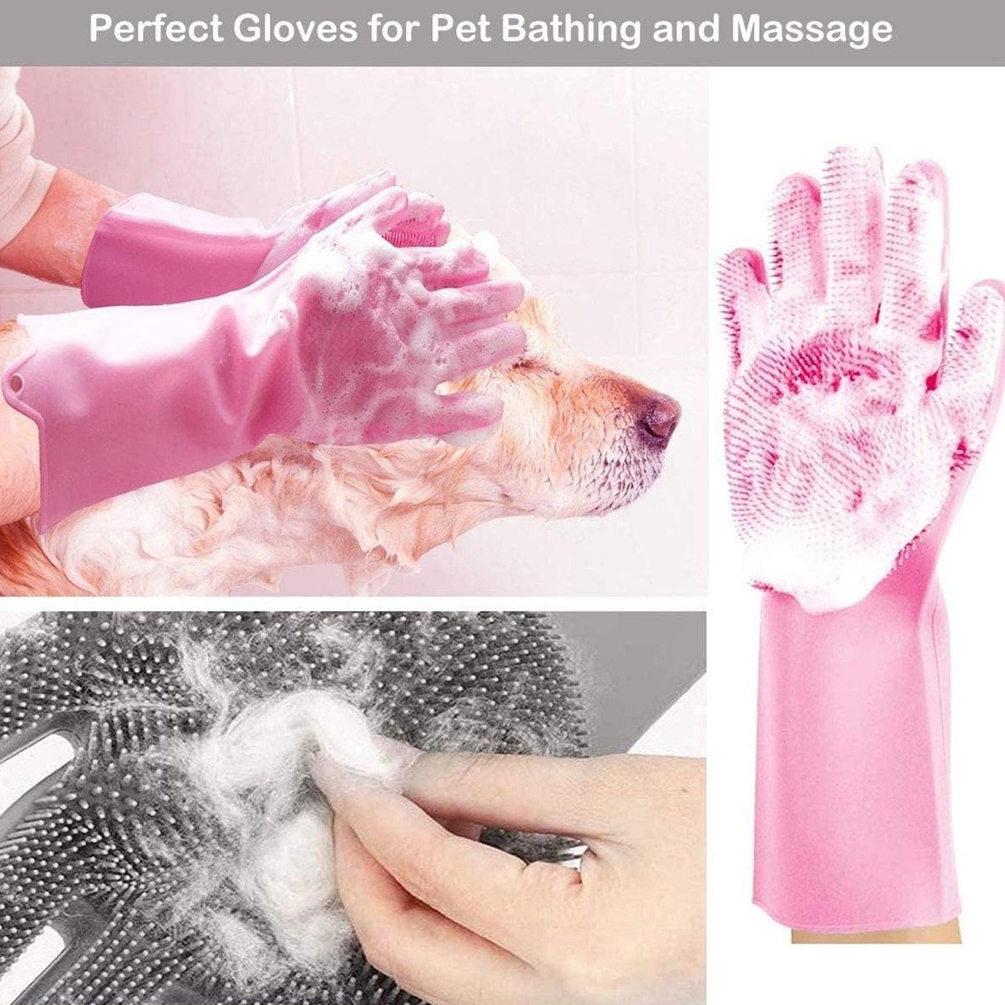0712 Dishwashing Gloves With Scrubber Silicone Cleaning Reusable Scrub Gloves For Wash Dish Kitchen Bathroom Pet Grooming Wet And Dry Glove (1 Pc Left Hand Gloves) - Springkart 