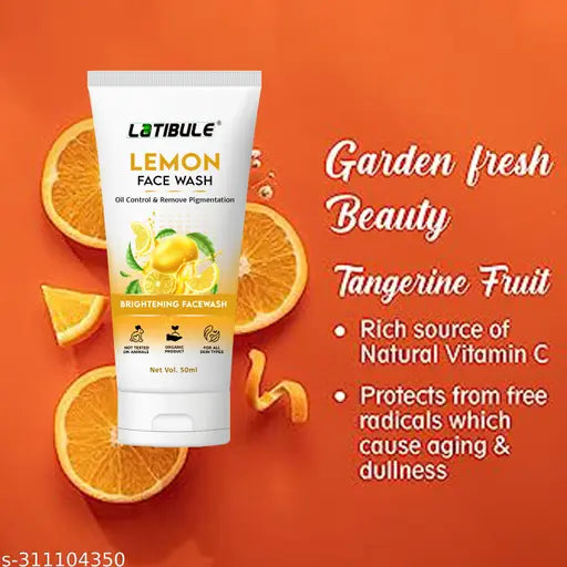 Vitamin C,Lemon & Strawberry Skin Whitening Brightening Facewash, Tan Removal Face wash,Oil Controal (150ML) Combo