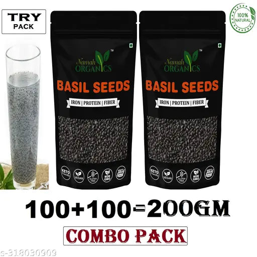 Raw basil seeds(200g) for Weight Loss(100+100)G PACK OF 2 - Springkart 