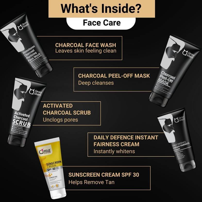 Qraa Men Charcoal Kit | Combo Pack of 10 Products (10 Items in the set)