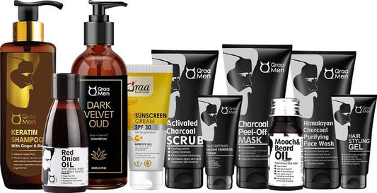 Qraa Men Charcoal Kit | Combo Pack of 10 Products (10 Items in the set)