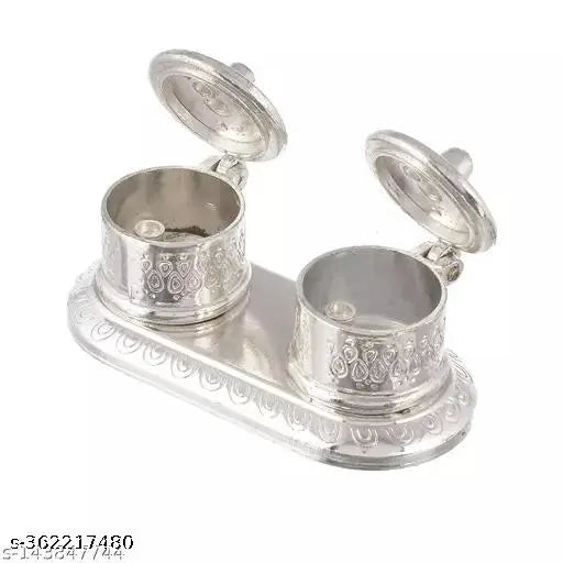 German silver Round Shape Roli-Chawal/Kumkum Box