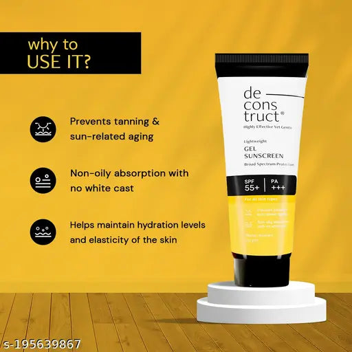 Deconstruct Lightweight Gel Sunscreen- SPF 55+ | PA+++ (50 gm) - Springkart 