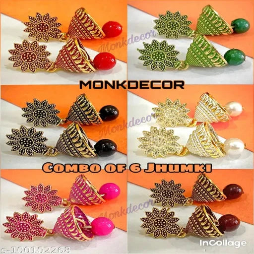 Original Classic rajkot western small jhumkis . (Combo of 6 pairs)