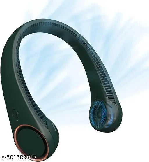 Portable Neck Fan Air Conditioner, Rechargeable Hands Free Semiconductor Cooling Bladeless Fan,3 Speeds,Brilliant Black. - Springkart 