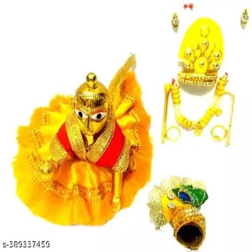 1 NO SIZE Pittal Laddu Gopal Statue Pital Brass Murti Kanha ji with pushak Laddu - Springkart 