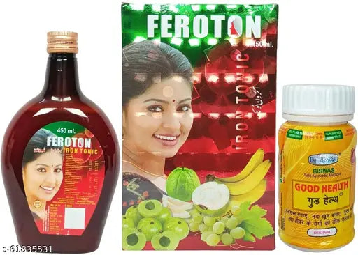 Dr. Biswas GOOD HEALTH CAPSULE & FEROTONE IRON & VITAMIN TONIC FOR WEIGHT LOSS,GENERAL WEAKNESS,BODY BUILDING,MUSCLE WASTING,LIVER OR DIGESTIVE DISORDER,GASTRIC,ACIDITY,LOSS OF APPETITE,ANEMIA,NATURAL SOURCE OF VITAMIN,CALCIUM & MINERALS|COMBO PACK OF 2|