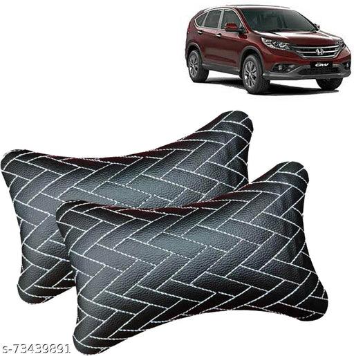 Aksmit Leatherite Car Neck Rest /Neck Pillow /Neck Cushion Zig-Zag Design, Car Neck Rest Cushion with Adjustable Strap For Honda CR-V (Black) - Springkart 