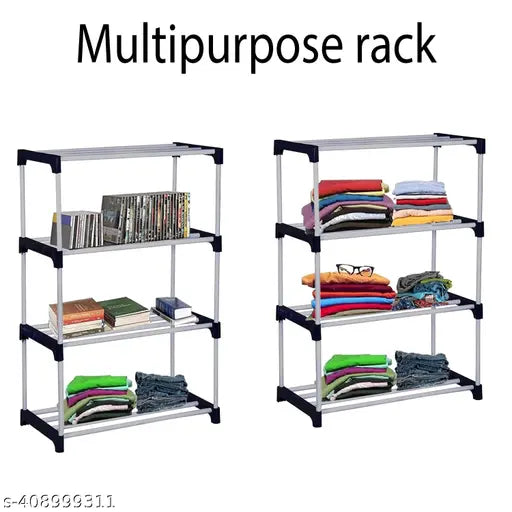 Plastic Folding Stand Blk 4 Self/Trending Shoe Rack