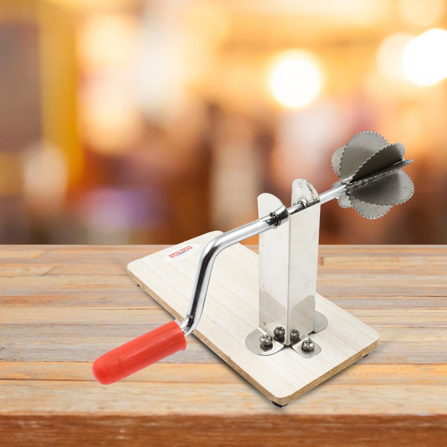 Stainless Steel Coconut Scraper With Wooden Base (1 Pc) - Springkart 