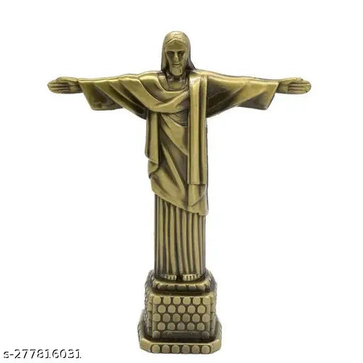 Christ The Redeemer Bronze Finish Metal Statue Jesus Showpiece for Home Decor