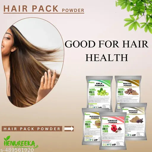 Amla Reetha Shikakai, Bhringraj and Hibiscus Powder for Healthy Hair (Pack of 5, 50g each, Total 250g Pack)