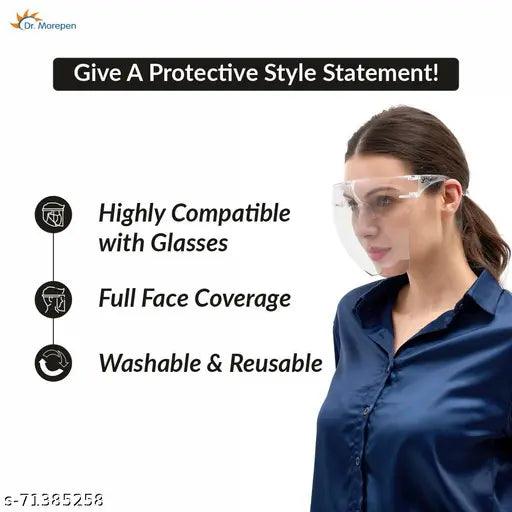 DR. MOREPEN Goggle Style Face Shield | Anti-Fog, Scratch Resistant, Washable & Reusable Protection Shield | Safety Visor