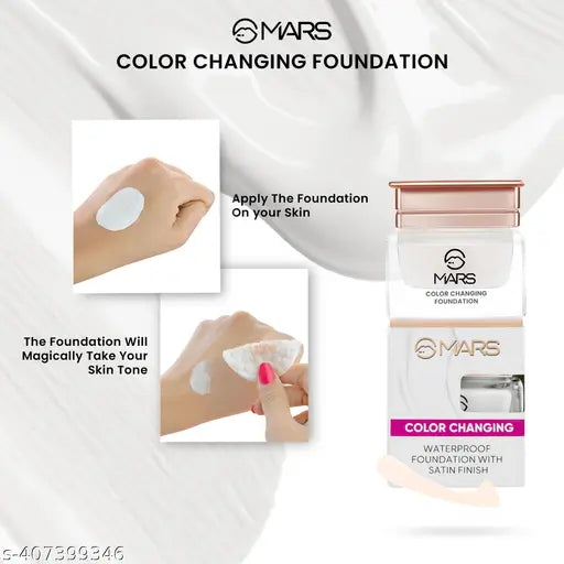 MARS Color Changing Water proof Satin Finish Liquid Foundation (White, 20 ml)