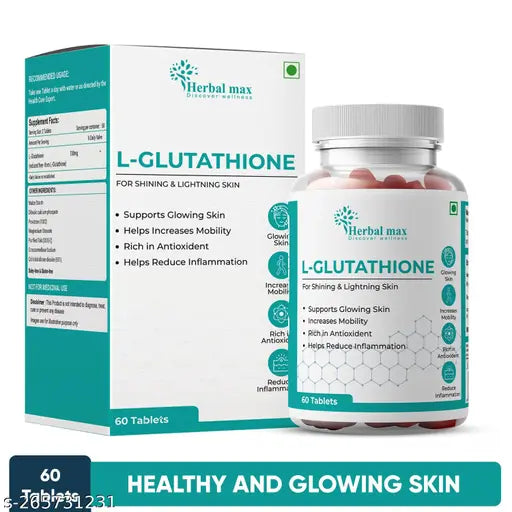 Herbal max L- Glutathione Tablet for Youthful Skin Brightening |Collagen Tablet – 60 Tablet