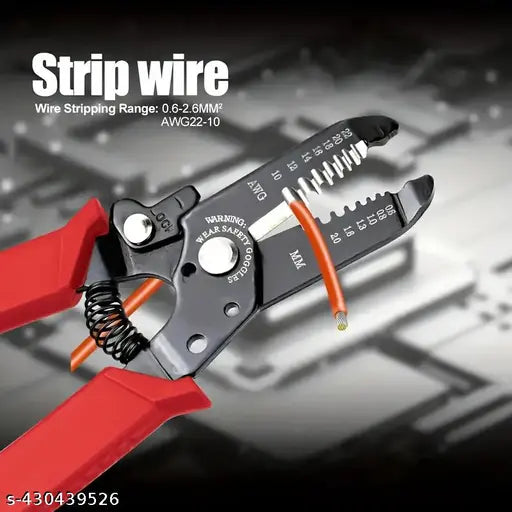 3-in-1 Multifunctional Manual Wire Stripper/Cutter/Pliers, 16.51 cm Heavy Duty Metal Tool for Stripping