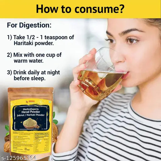 MedicoExperts Haritaki Powder | 100% Pure Inknut Powder for dark circles, Face, Skin & Healthy Digestion | Harde Powder | Kadukkai Powder | Harad Powder (200gms)
