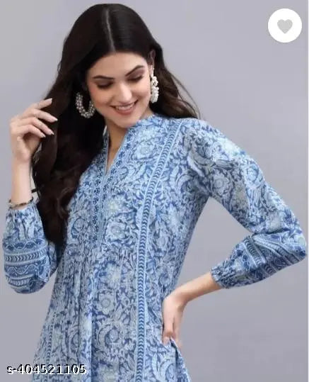 WOMEN'S JAIPURI FLORAL SHORT KURTA ,FLORAL SHORT KURTA,SHORT KURTA FOR JEANS