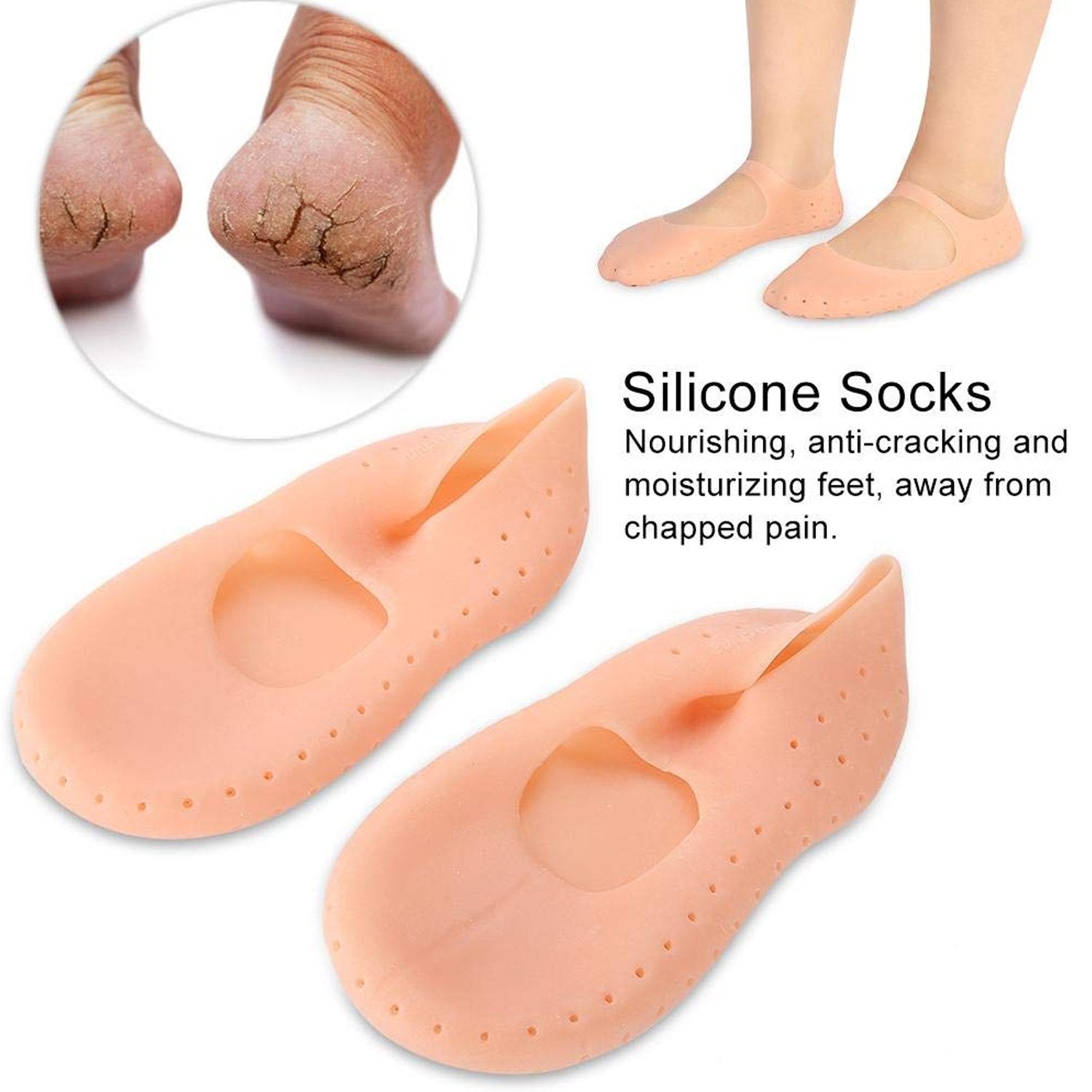 Anti Crack Silicone Gel Foot Protector Moisturising Socks - Springkart 