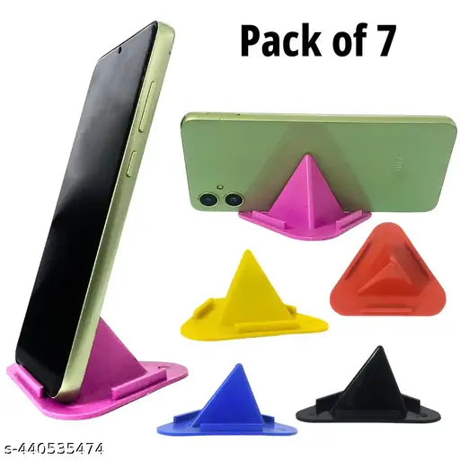 Pyramid-Type Mobile Holder, Portable plastic Mobile stand for desk, Universal mobile stand Multi colour (Pack of7)