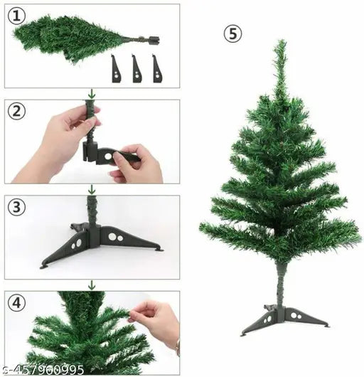 Christmas Tree with Hanging Ornaments , Topper Star, String Light Combo (Tree Size 30cm / 1 Feet) - Springkart 