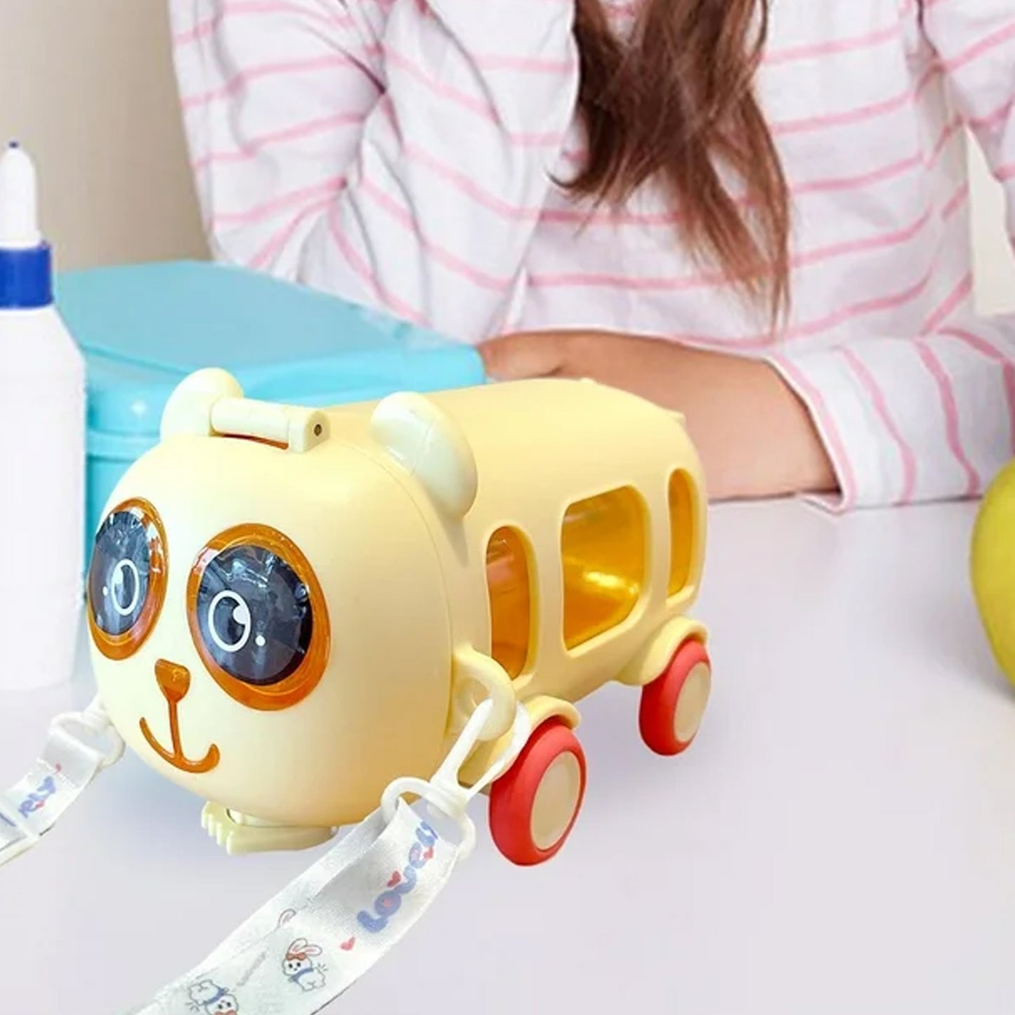 Bus Shape Water Bottle For Kids With Strap (500 Ml Approx Mix Color 1 Pc) - Springkart 