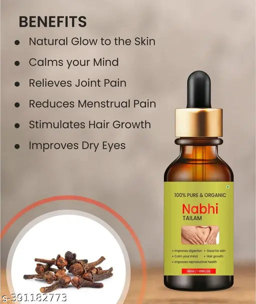 100% Pure & Organic Nabhi Tailam Belly Button Oil For Healthy Hair & For Glowing Skin (30ml) Pack of 2 - Springkart 