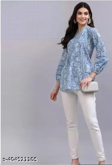 WOMEN'S JAIPURI FLORAL SHORT KURTA ,FLORAL SHORT KURTA,SHORT KURTA FOR JEANS