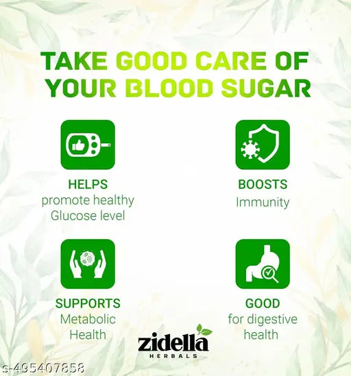 Zidella Diabic Care Neem Jamun Karela Powder | Clinically Proven for results in 3 months| Safe, Natural & 100% Ayurvedic | Helps maintain Healthy Glucose Metabolism |Salacia for Healthy Sugar Management- 100GM