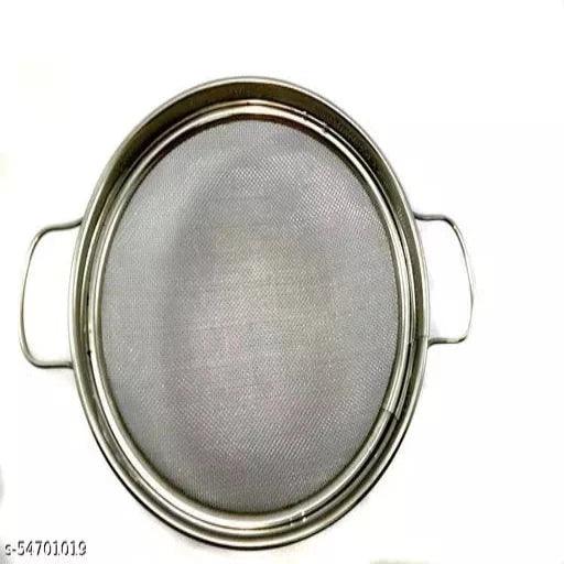 Stainless Steel Puran Jali: Multi-Purpose Food and Vegetable Washing Strainer - 30cm (Silver) - Springkart 