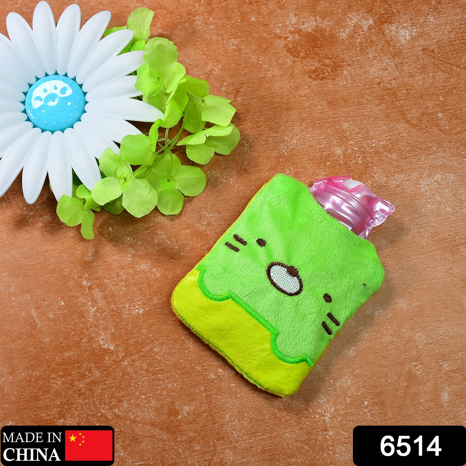 6514 Green Kitty Small Hot Water Bag With Cover For Pain Relief Neck Shoulder Pain And Hand Feet Warmer Menstrual Cramps. - Springkart 