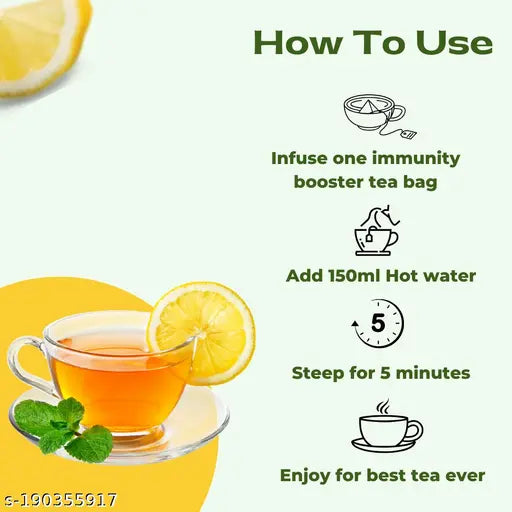 18 Herbs Organics Green Tea with Lemon | Refreshing and Fights Infection | 15 Tea Bags - BOX