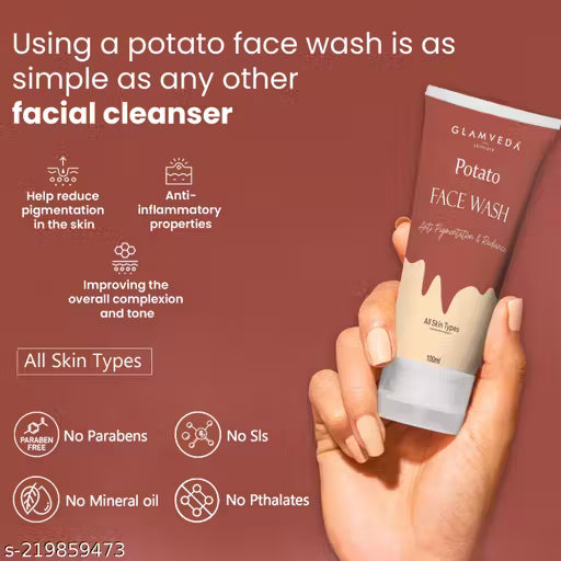 Glamveda Potato Anti Pigmentation Face wash - Reduces Hyperpigmentation & Clarifies skin - All Skin Types - 100ml ( Pack of 3 )