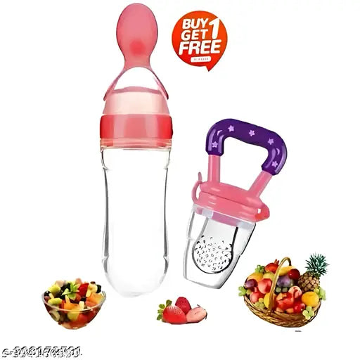 Fresh Food Feeder Bottle + Food Dispensing Spoon (Pack of 2)