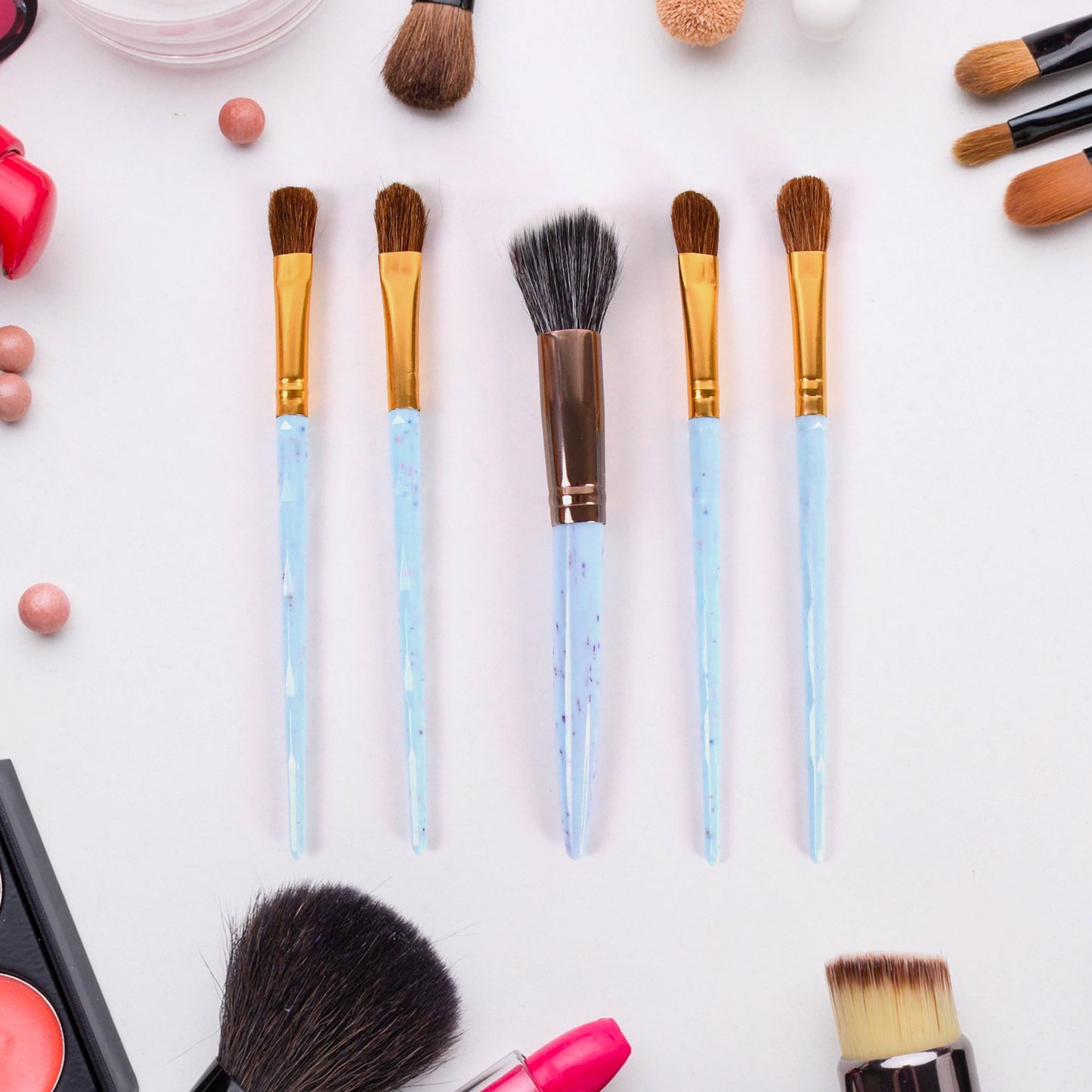 5pc Makeup Brush Tools Kit (5 Pcs Set Mix Color) - Springkart 