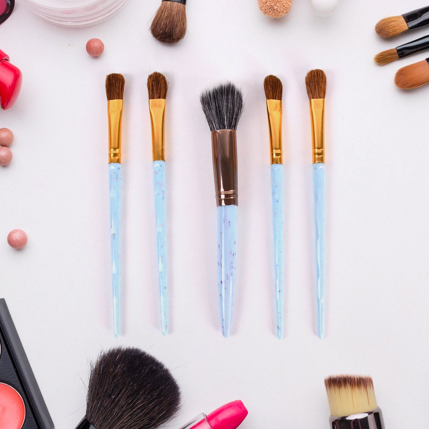 5pc Makeup Brush Tools Kit (5 Pcs Set Mix Color) - Springkart 