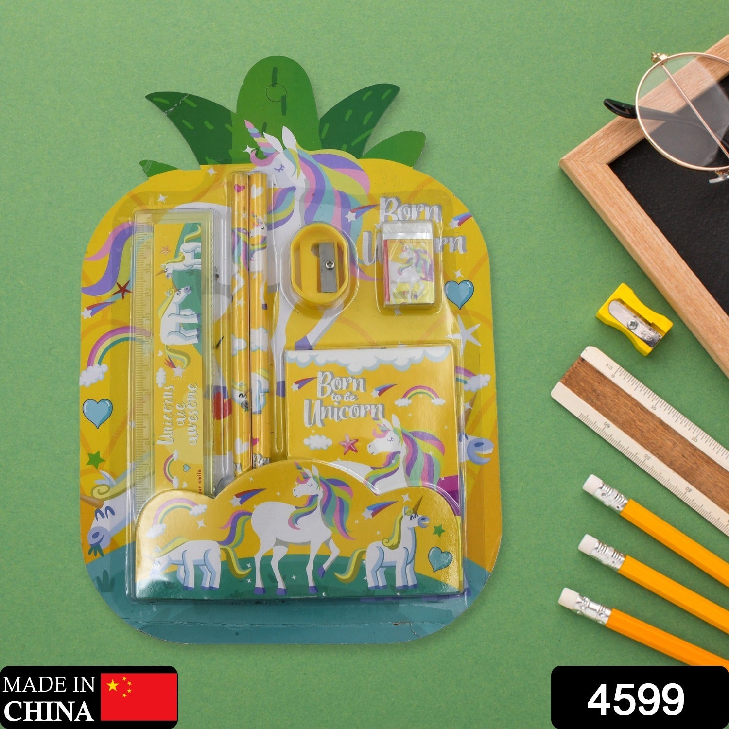 4599 6 Pc Set Stationary Set Including Pencil Ruler Rubber Pencil Sharpener School Office Product Gift - Springkart 
