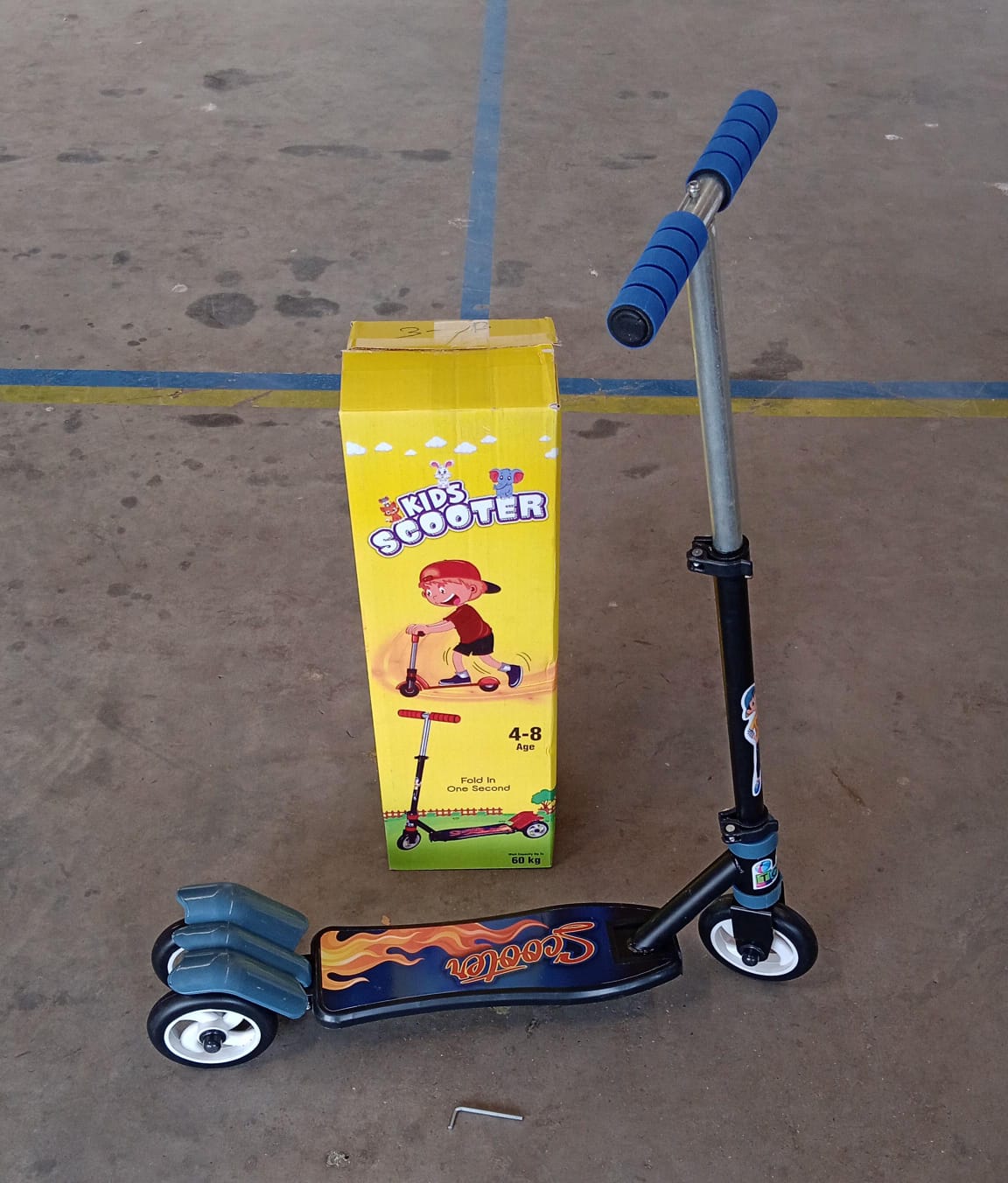Basic Kids Ride On Leg Push Scooter For Boys And Girls (4 - 8 Years Old Kids) Foldable Scooter Cycle With Height Adjustment For Boys And Girls Multicolor (1 Pc 3 Wheel) - Springkart 