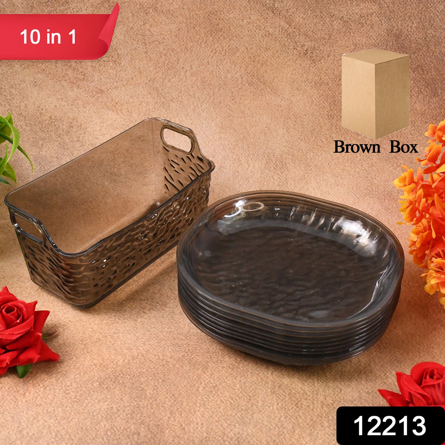 Plastic Household Plates Dinner Plates Dish Tray Skewer Bone Plate Set (10 Pcs Set) - Springkart 