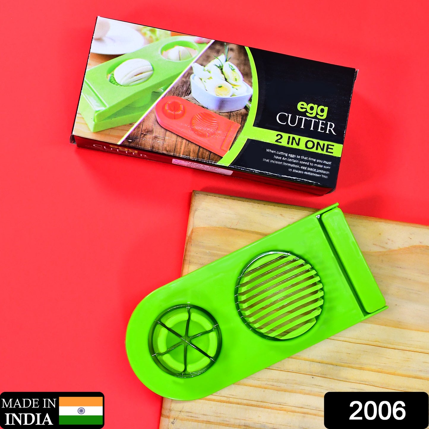 2006 2 In 1 Double Cut Boiled Egg Cutter With Stainless Steel Wire For Easy Slicing Of Boiled Eggs. - Springkart 