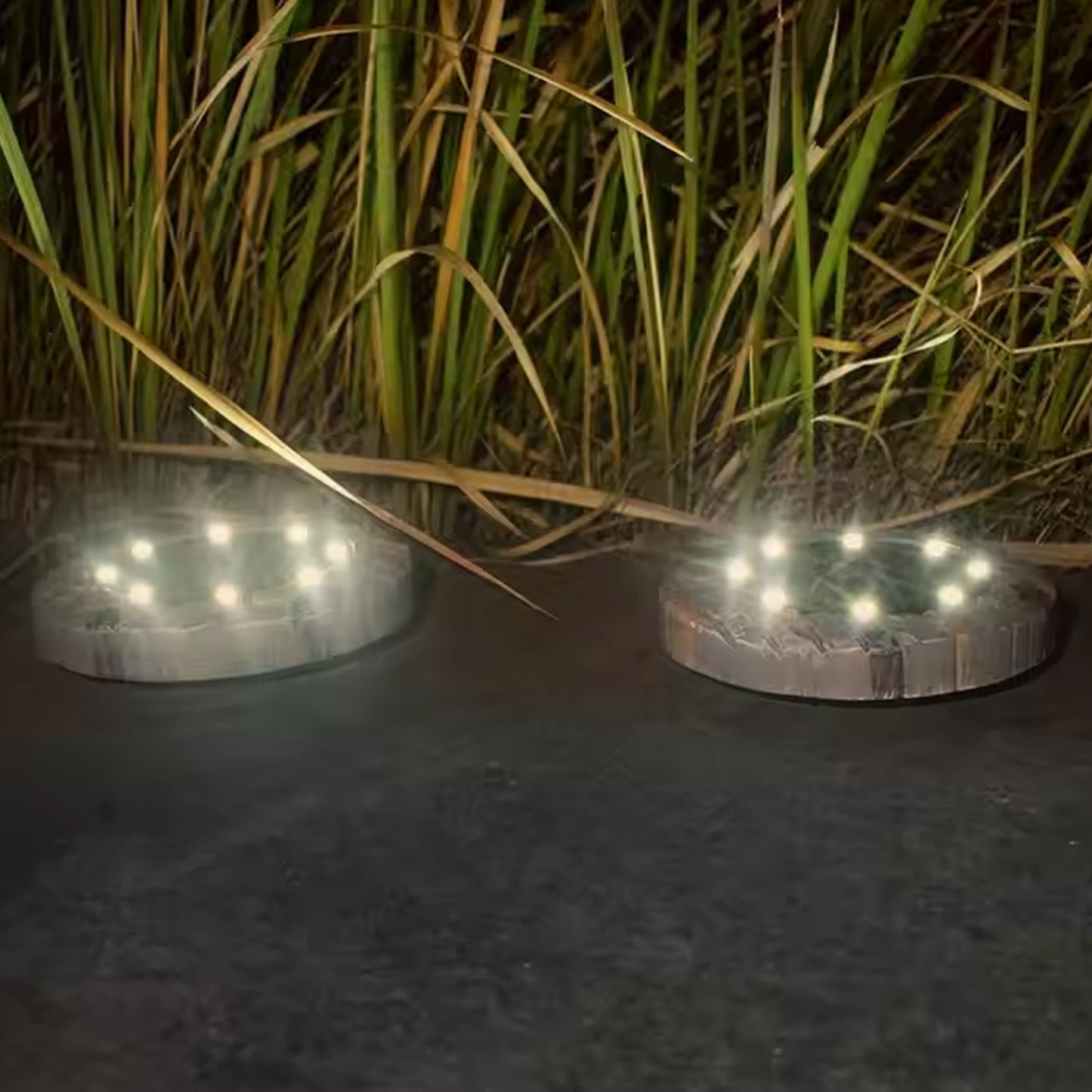 Disk Lights Slate Heavy Duty Outdoor Solar Pathway Lights 4 Led (2 Pc) - Springkart 