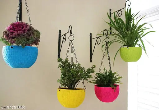 Carve Hanging Pots 6.5 inches for your Garden | Pack of 10 | Random Colours