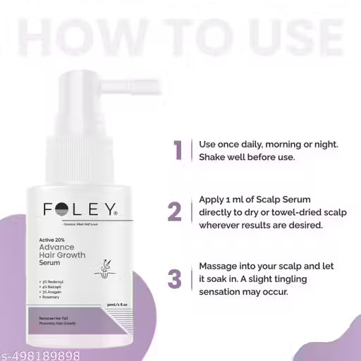 Foley Advanced Hair Growth Serum | Hair Fall Control & Hair Growth | 3%Redensy, 4%Baicapil, 3%Anagain & Rosemary Men-Women 30ml
